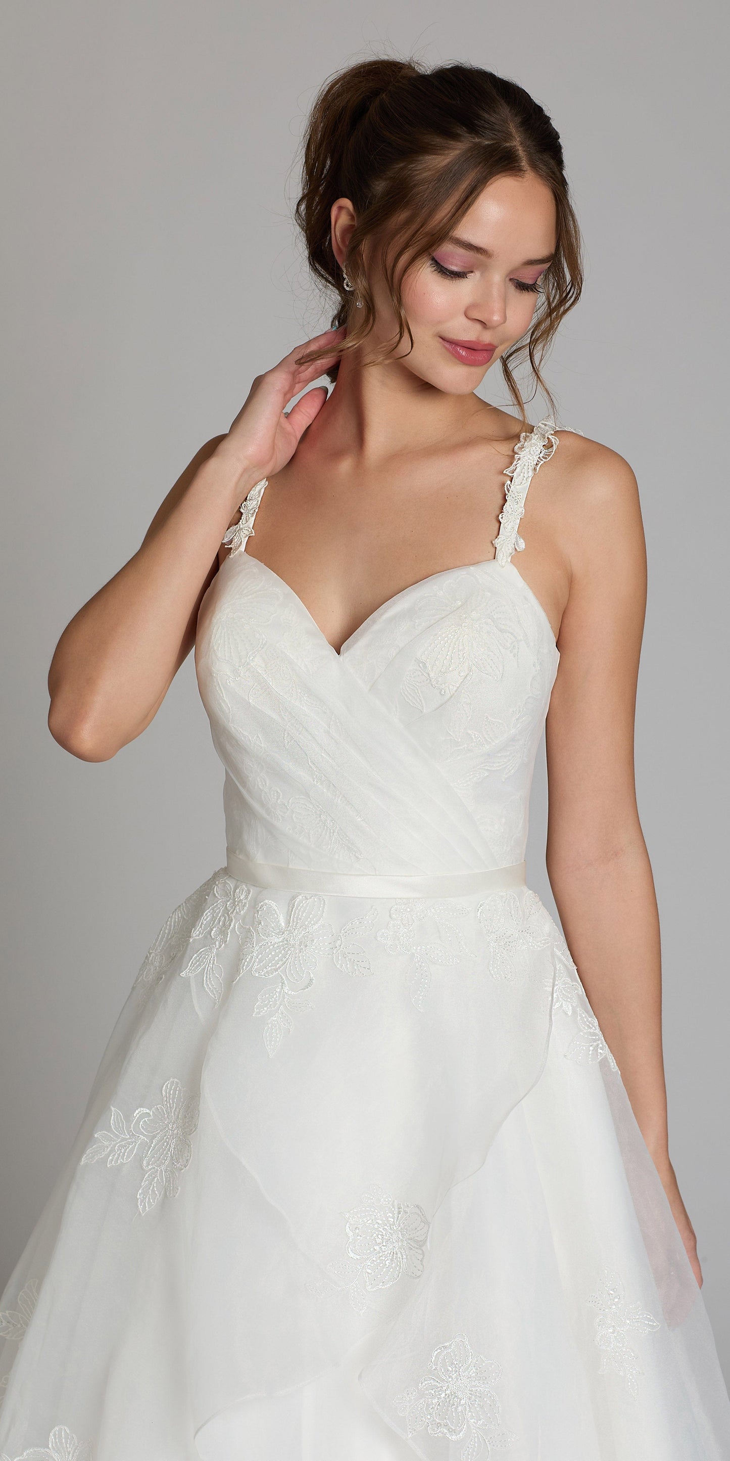 Sweetheart Organza Wrap Ballgown with 3D Shoulder Straps
