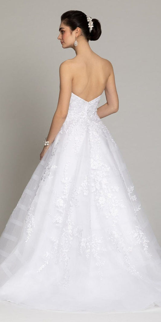 Embroidered Sequin Sweetheart Neck Gown