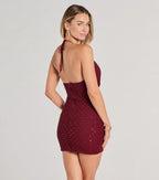 Hadley Halter Cowl Neck Beaded Bodycon Mini Dress