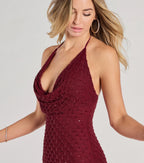 Hadley Halter Cowl Neck Beaded Bodycon Mini Dress