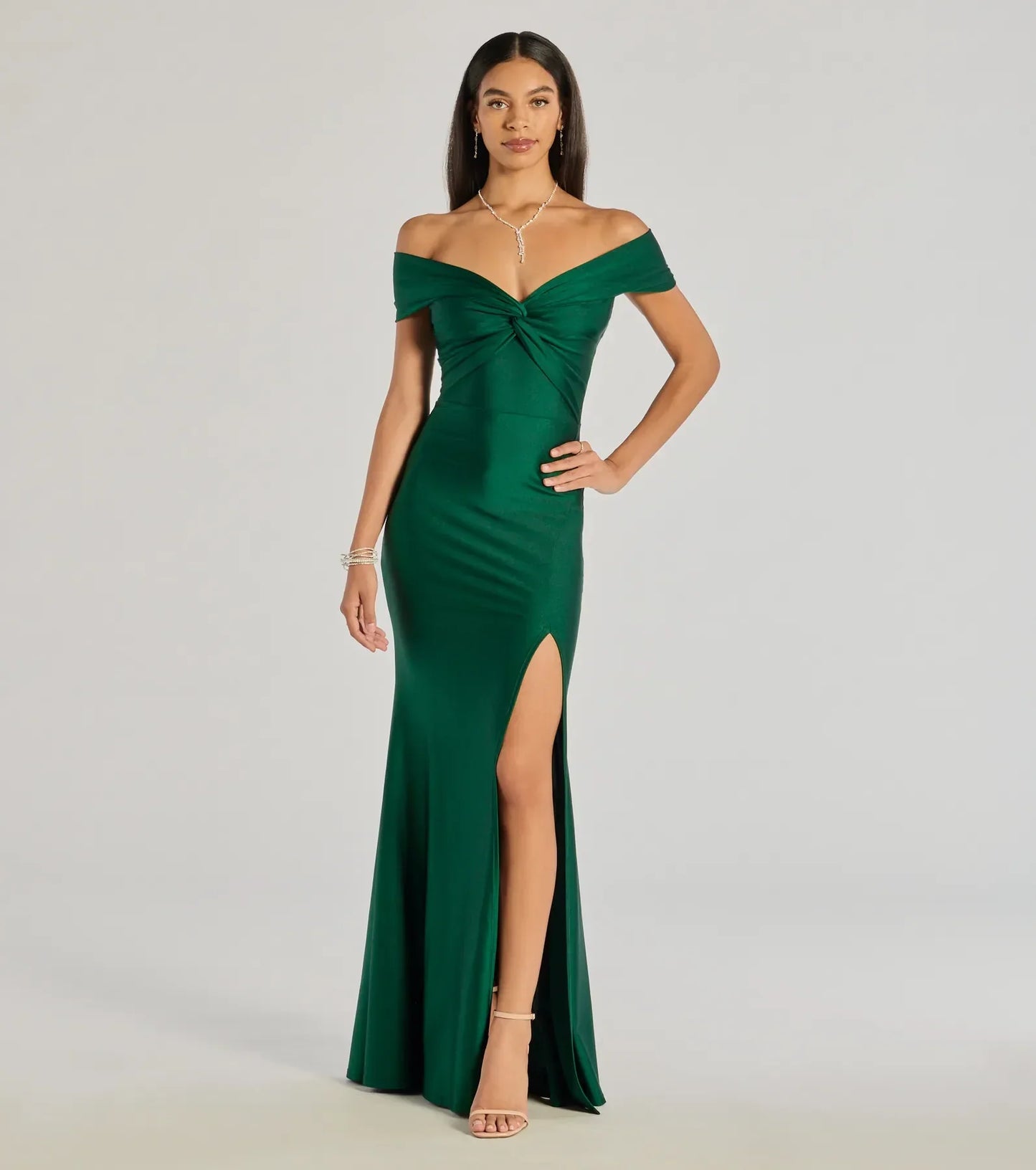 PLACEHOLDER - Steff Off-The-Shoulder Mermaid Slit Formal Dress