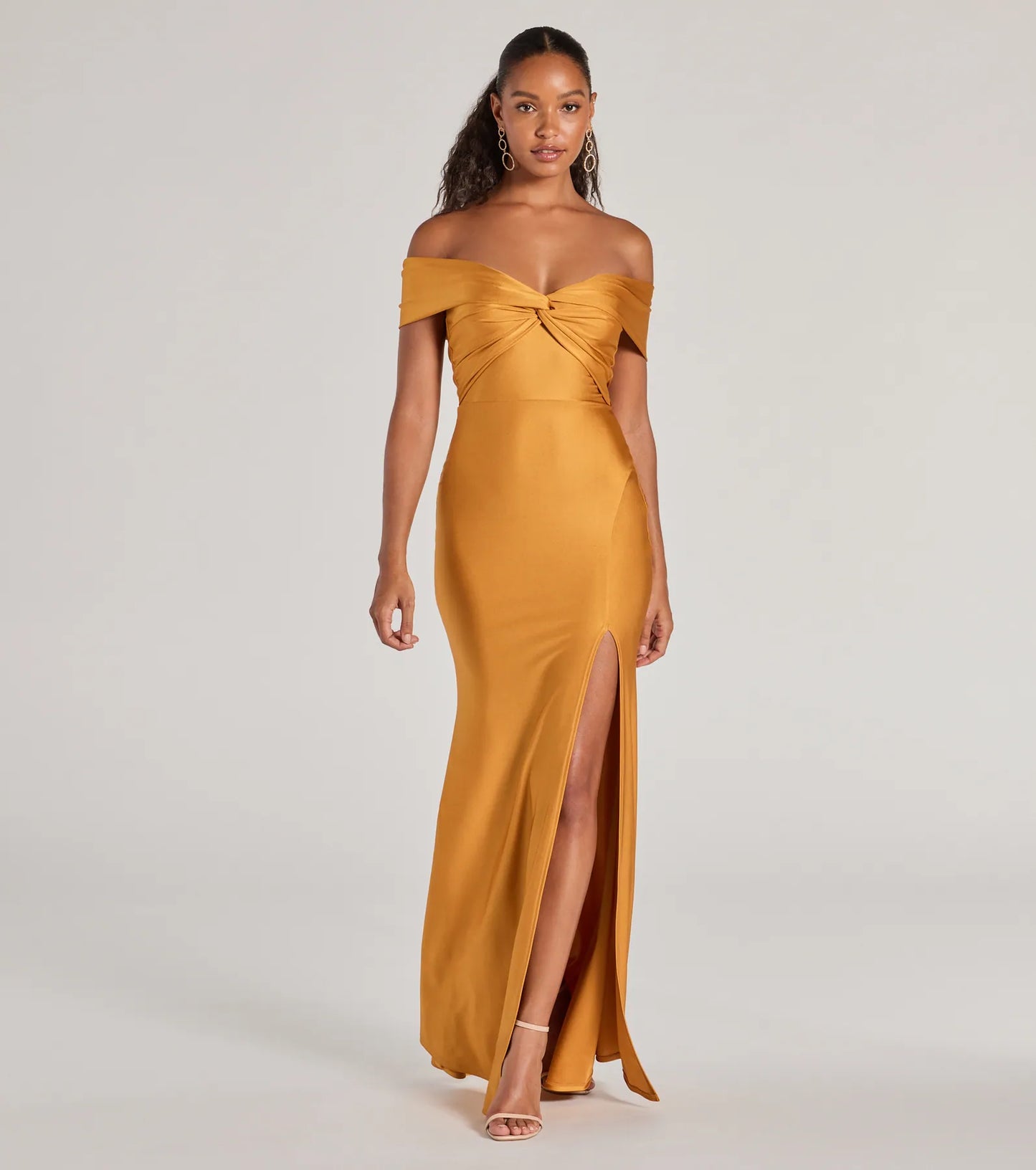 PLACEHOLDER - Steff Off-The-Shoulder Mermaid Slit Formal Dress