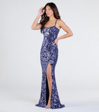 Andrea Cutout Slit Mermaid Sequin Formal Dress