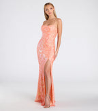 Celina Sequin Lace-Up High Slit Mermaid Dress