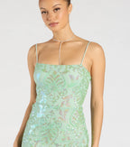 Celina Sequin Lace-Up High Slit Mermaid Dress