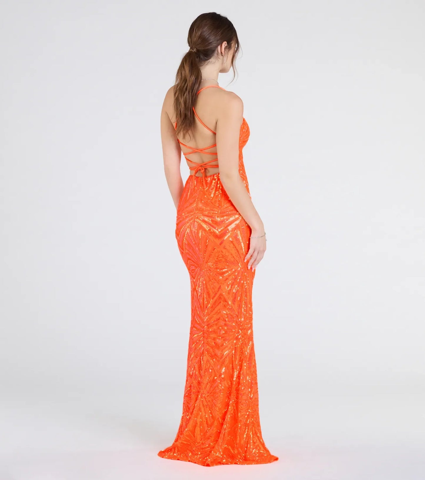 Lottie Sequin Lace-Up Mermaid Dress