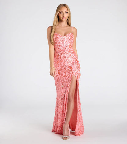 Ebony Sequin Corset Slit Mermaid Dress