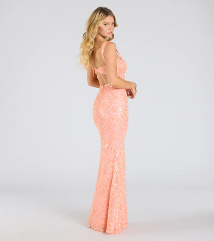 Darlene Cutout Back Bodycon Sequin Formal Dress