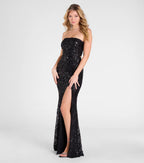 Barbara Strapless Slit Mermaid Sequin Formal Dress