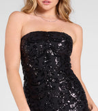 Barbara Strapless Slit Mermaid Sequin Formal Dress