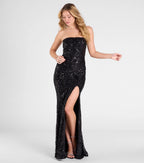Barbara Strapless Slit Mermaid Sequin Formal Dress