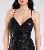 Gisela Lace-Up Bodycon Sequin Formal Dress