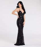Gisela Lace-Up Bodycon Sequin Formal Dress