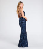 Gisela Lace-Up Bodycon Sequin Formal Dress