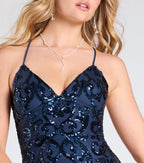 Gisela Lace-Up Bodycon Sequin Formal Dress