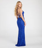 Alexa Lace-Up Slit Sequin Formal Dress