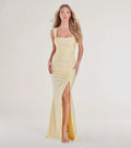 Irene Open Back Slit Column Formal Dress