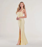 Irene Open Back Slit Column Formal Dress