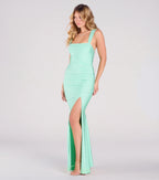 Irene Open Back Slit Column Formal Dress