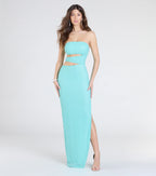 Belle Strapless Cutout Slit Beaded Formal Dress