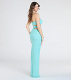 Belle Strapless Cutout Slit Beaded Formal Dress