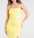 Barbara Strapless Slit Mermaid Sequin Formal Dress