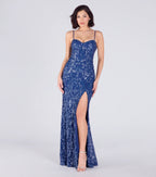 Ebony Sequin Corset Slit Mermaid Dress