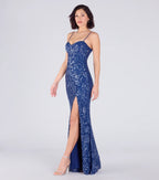 Ebony Sequin Corset Slit Mermaid Dress