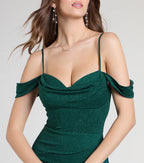 Alexandra Cold-Shoulder Mermaid Glitter Formal Dress