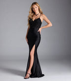 Carena Corset Lace-Up Slit Formal Dress