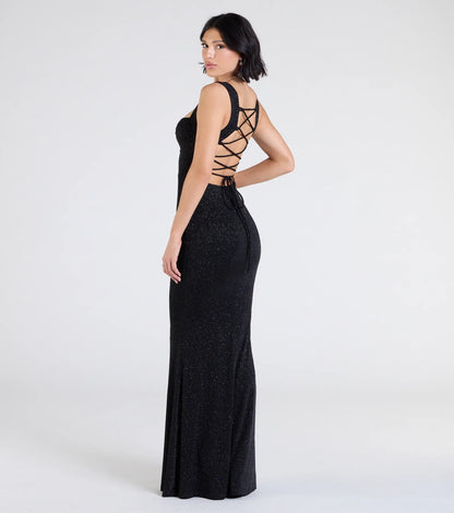 Shelia Lace-Up Mermaid Glitter Formal Dress