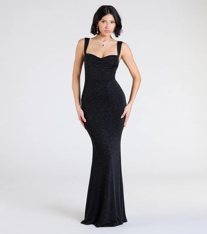 Shelia Lace-Up Mermaid Glitter Formal Dress