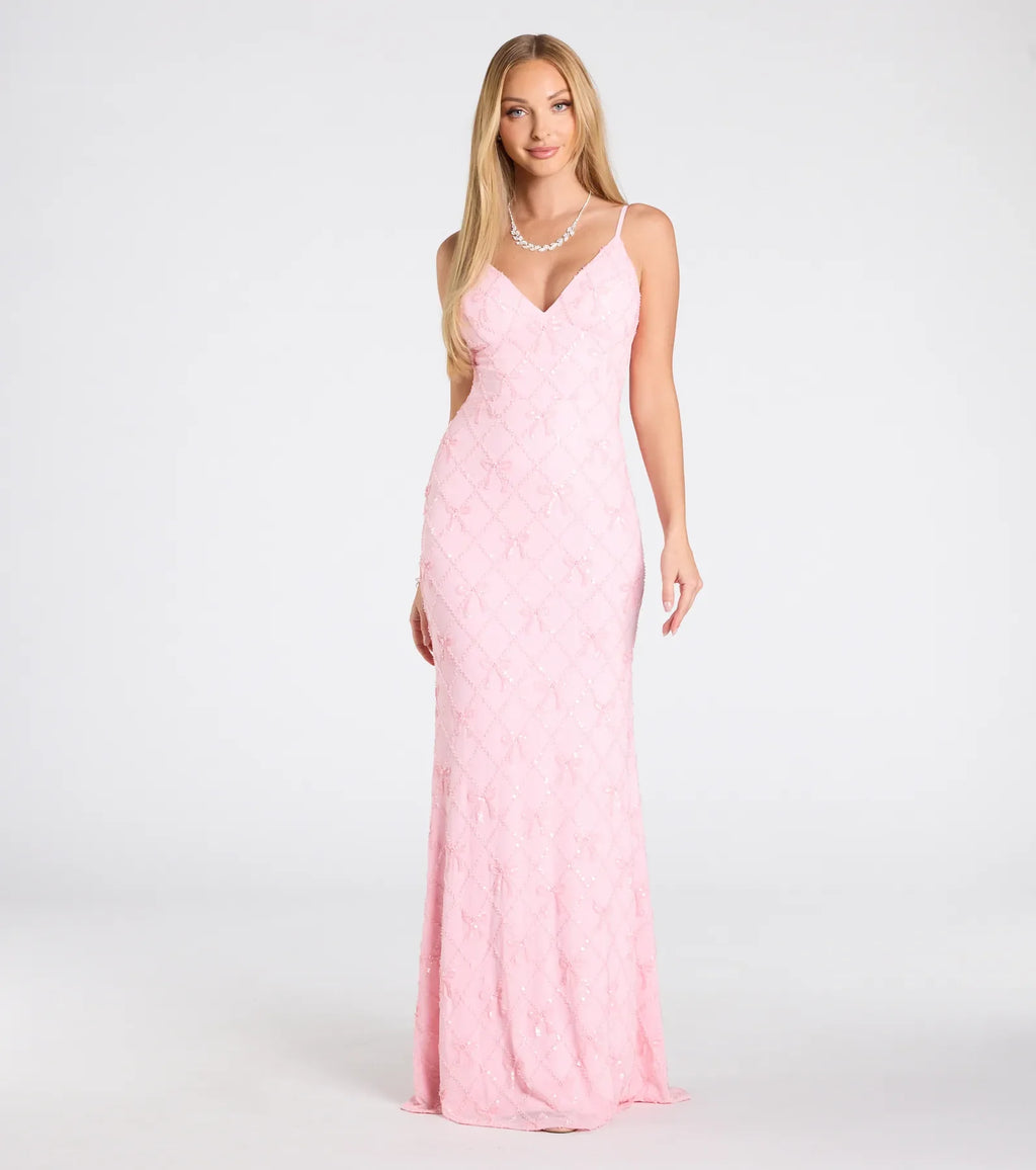 Amanda Tie-Back Mermaid Bow Formal Dress