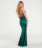 Cassandra Lace-Up Wrap Mermaid Satin Formal Dress