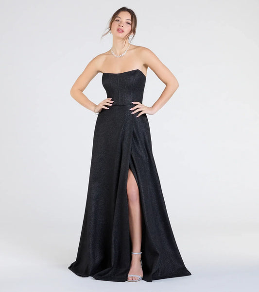 Charlotte Strapless Corset A-Line Glitter Formal Dress