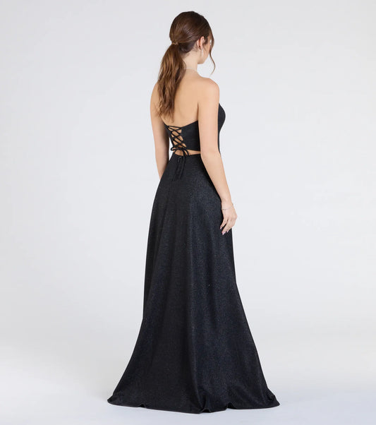 Charlotte Strapless Corset A-Line Glitter Formal Dress