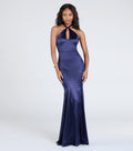 Charlie Halter Keyhole Mermaid Satin Formal Dress
