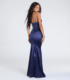 Charlie Halter Keyhole Mermaid Satin Formal Dress