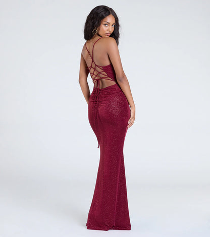 Joan Lace-Up Mermaid Glitter Formal Dress