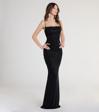 Joan Lace-Up Mermaid Glitter Formal Dress