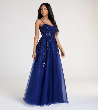 Lula A-Line Sequin Floral Tulle Ball Gown