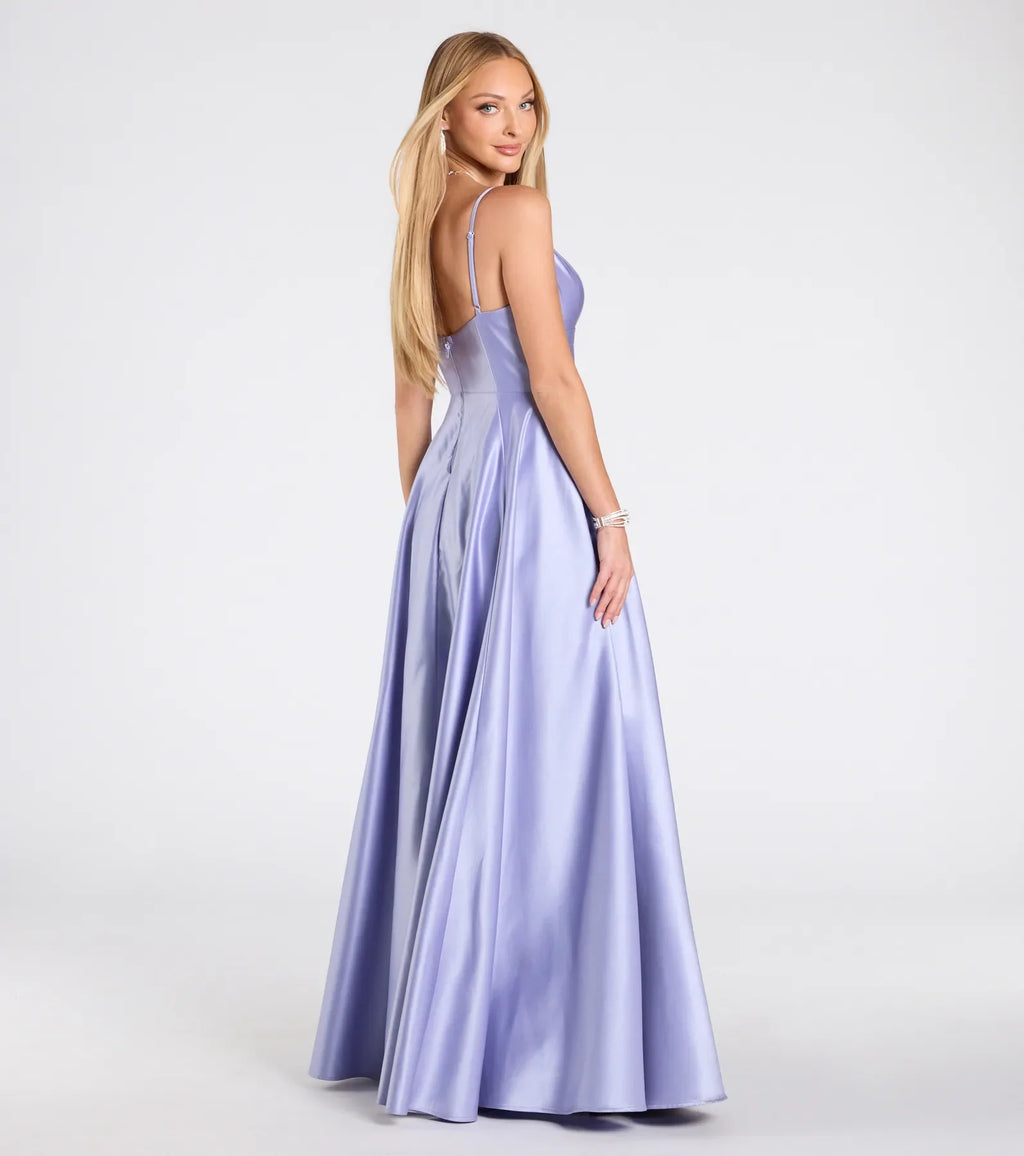 Daniela Satin A-Line Ball Gown