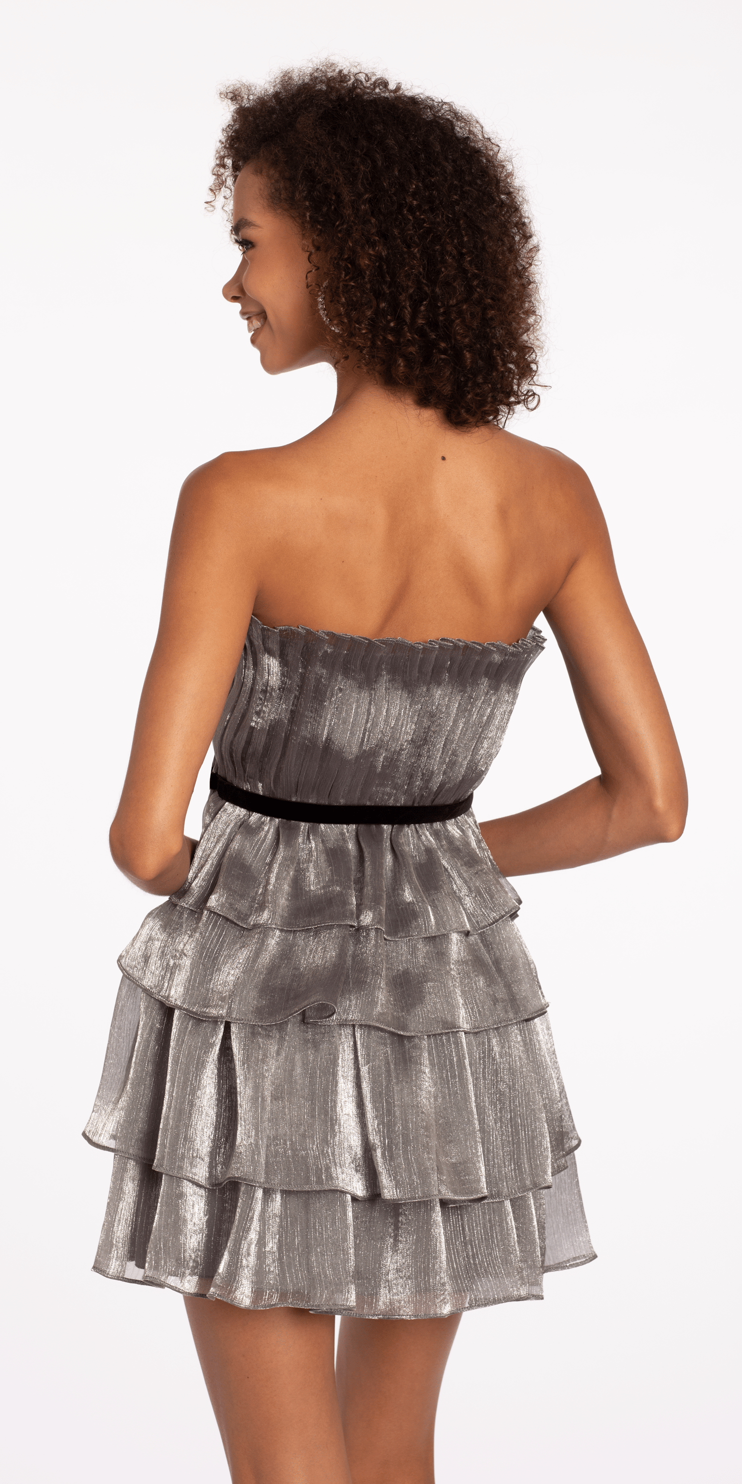 Strapless Organza Tiered Fit and Flare Dress