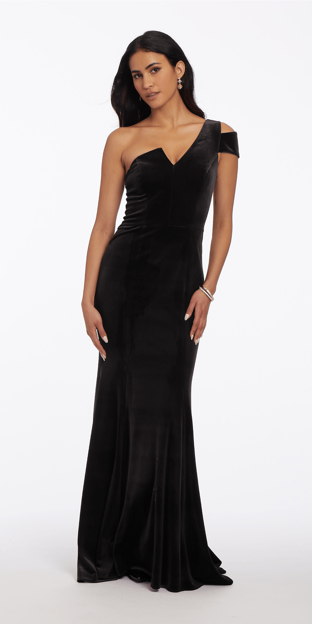 All Over Velvet One Shoulder Cutout Dress
