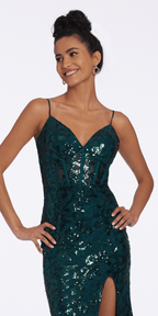 Sequin Lace Sweetheart Lace Up Dress with Sweep Train