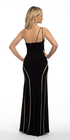 Jersey One Shoulder Dress with Illusion Panels