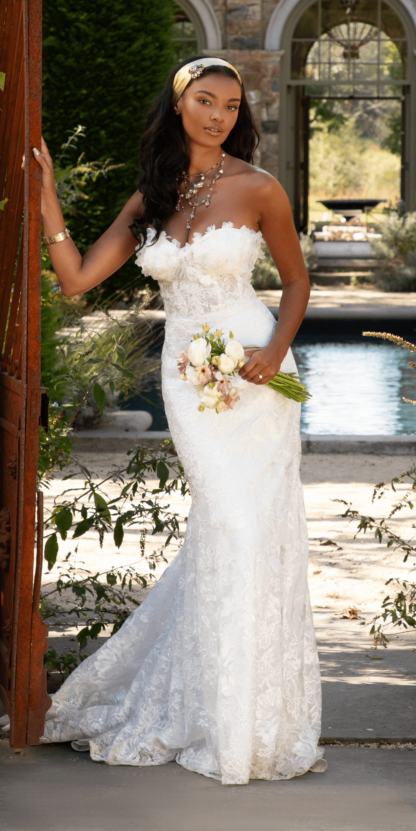 Sweetheart 3D Embellished Lace Corset Mermaid Dress