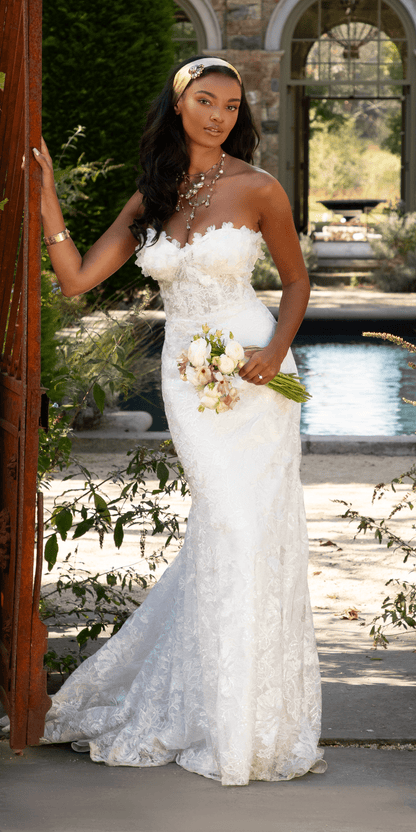 Sweetheart 3D Embellished Lace Corset Mermaid Dress