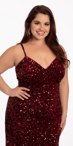 Sequin Lace Up Dress with Side Slit