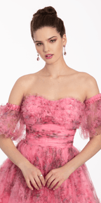 Sweetheart Floral Print Fit and Flare Dress with Detachable Sleeves